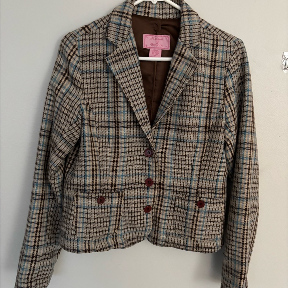 Brown plaid jacket vintage Y2K